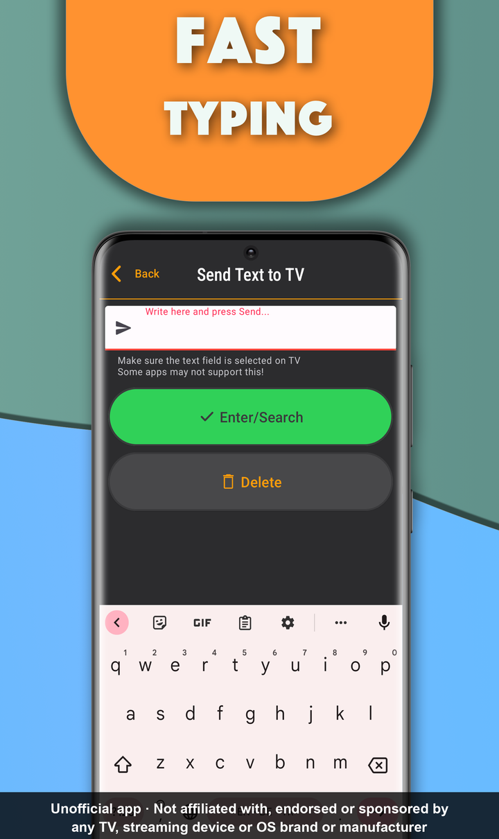 Remote for Smart TV — phone keyboard