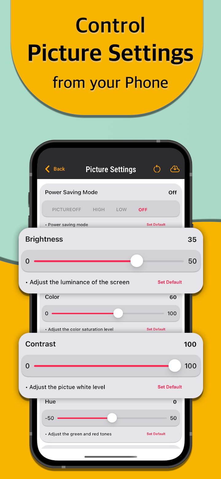 TV Remote for SONY — picture settings
